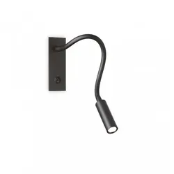 Ideal Lux 272030 LED Wandeinbauleuchte Io Ap 1x3w - Schwarz - Moderne LED Wandleuchte für stilvolles Ambiente, mit verstellbarem Arm für flexibles Licht und integriertem Schalter für einfache Bedienung.