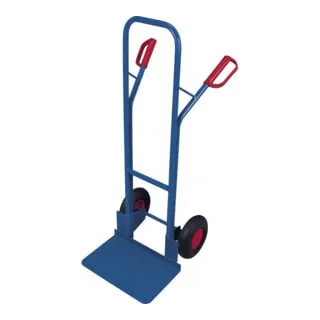 Variofit Stahlrohrkarre mit großer Schaufel und Luftbereifung - Robuste Sackkarre mit 250 kg Traglast, stabiler Schweißkonstruktion und schlagfestem Design. Ideal für schwere Transporte, ausgestattet mit innovativen Sicherheitsgriffen und Luftbereifung für optimalen Komfort.