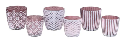 Levandeo® Teelichthalter, 6er Set Teelichthalter Rosa Weiß Glas Windlicht Tischdeko