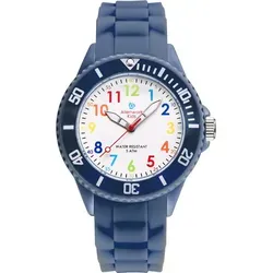 Alienwork Kids Lernuhr Marineblau - Armbanduhren für Mädchen mit kreativem Ziffernblatt zum spielerischen Lernen der Uhrzeit. Robustes Resin-Gehäuse und bis 5 ATM wasserdicht – ideal für aktive Kinder!