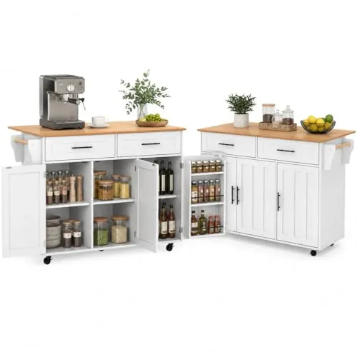 FurnitureR Mobile Kücheninsel mit Rollen und klappbarer Arbeitsplatte