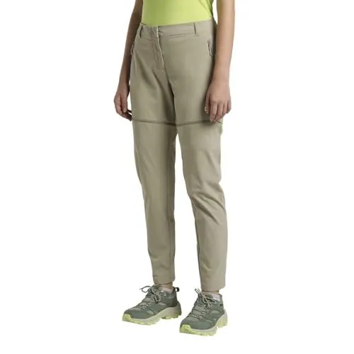 Jack Wolfskin HIKEOUT ZIP OFF PANTS W, Damen, Gr. 42, grau (stone) - Wanderhose aus leichtem, elastischem TEXASHIELD CORE Material, atmungsaktiv und windabweisend. Ideal für aktive Wanderungen mit UV-Schutz und praktischen Reißverschlüssen für mehr Tragekomfort.