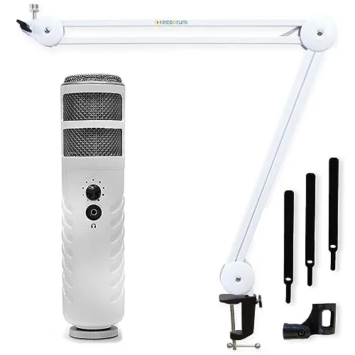 RØDE Podcaster USB-Mikrofon mit Gelenkarm Weiss - Professionelles USB-Mikrofon für Sprachaufnahmen und Gesang, inklusive flexibler Mikrofonarm für optimale Positionierung. Hohe Klangqualität und Kopfhörerausgang direkt am Mikrofon.
