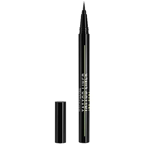 Maybelline New York Flüssiger Eyeliner, Wasserfest, wischfest und langanhaltend, Vegan, Tattoo Liner Ink Eyeliner, Nr. 881 Matte Black (Schwarz), 1 ml