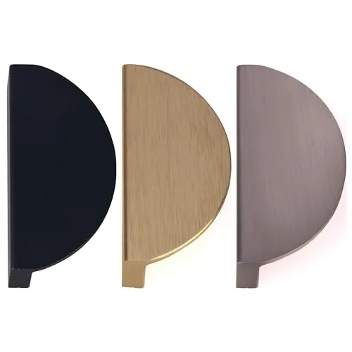 Natural Goods Berlin Möbelgriffe rund HALBKREIS 5 Stück Edelstahl-Optik / 64mm Lochabstand/Schrankknöpfe passend für 15-22mm Türstärken/Griffe für Küchenschränke, Kommoden, Sideboard etc.