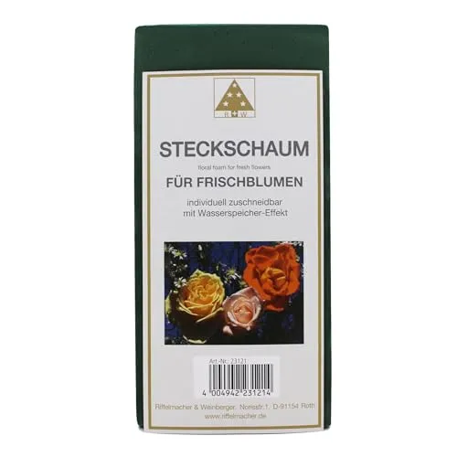 Riffelmacher & Weinberger 23121 – Steckschaum für Frischblumen, optimale Wasserversorgung für Gestecke, Steckmasse für DIY, Floristik und Hochzeit, Größe 23 x 11 x 7,5 cm
