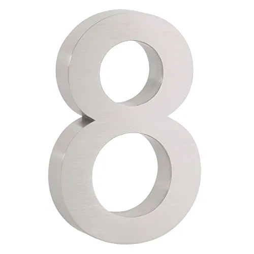 Zelsius Edelstahl Hausnummer „8“ | 13 x 20 cm, silber | Weitere Nummern verfügbar | Hausnummern, Hausnummernschild, Hausnummern Edelstahl