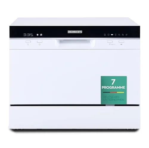 Heinrich´s tragbarer Mini Geschirrspüler - Kompakt und effizient - Haushaltsgroßgeräte - Der Mini Geschirrspüler verbraucht nur 6,5L Wasser pro Spülvorgang und bietet 7 Programme für gründliche Reinigung. Ideal für Büro, Camping oder Wohnmobil.