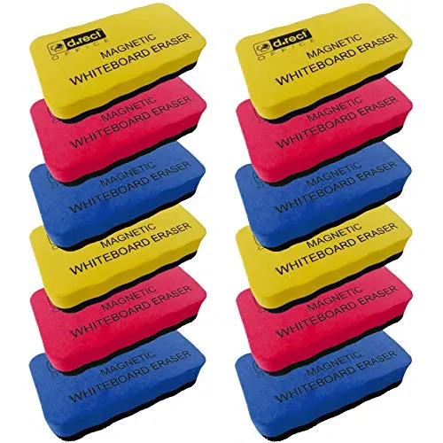 D.RECT Whiteboard Schwamm 12 Stück | EVA Magnetisch Magnettafel Reiniger Löscher Radierer | Wischer mit starkem Magneten für Trockenreinigung Ihres White Boards