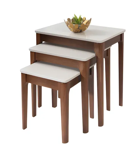 Design Wohnzimmertisch Set - Zeitloser Couchtisch - Elegantes 3-teiliges Tischset für den Innenbereich. Pflegeleicht und robust, ideal für moderne Wohnzimmer. Maße: 61x40x60 cm, 50x39x55 cm und 39x39x50 cm.