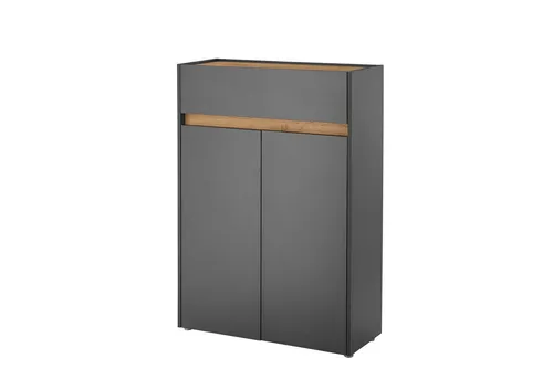 Möbel Stellbrink Schuhschrank Anthrazit, 85x122x35 cm - Moderner Schuhschrank in Anthrazit mit grifflosen Design und praktischem Stauraum. Ideal für die Garderobe, bietet Platz für Ihre Schuhe auf verstellbaren Böden.