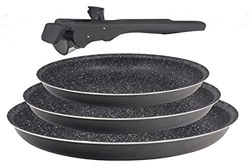Bergner Black Edition | Bratpfannen Set | 2 Pfannen aus Gespresstem Aluminium 24 und 28 cm | Mit Ergonomischem Wechselgriff | Für alle Herdarten Geeignet