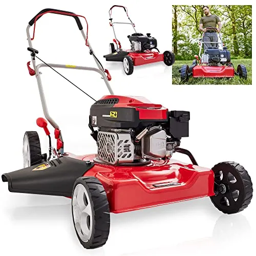 Hecht Benzinrasenmäher Mulchmäher 5511 - 51 cm Schnittbreite - Rasenmäher, leistungsstarker 5 PS Benzinmotor für effizientes Mähen und Mulchen, robustes Stahlgehäuse und zentrale Schnitthöheneinstellung mit 5 Stufen.