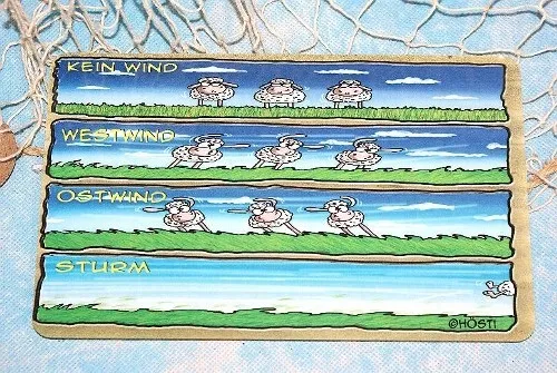 Frühstücksbrettchen Brettchen Schafe Kein Wind Westwind Ostwind Sturm Hösti