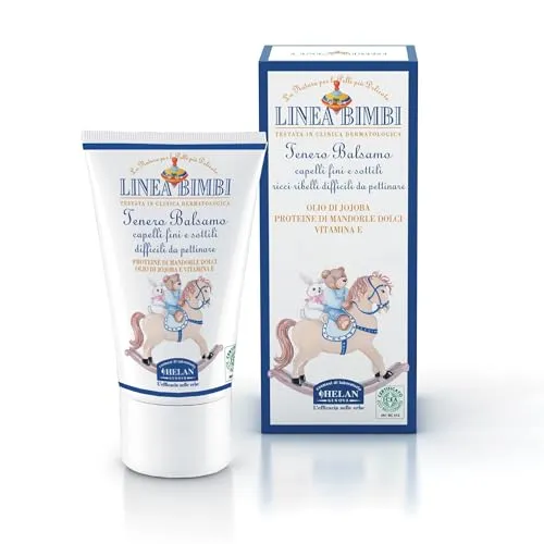 Helan, Linea Bimbi - Conditioner für Lockiges und Schwer Kämmbare Haare Kinder, Haarspülung Feines und Dünnes Haar mit Mandelöl und Jojobaöl, Ohne Parabene Und Silikone Nahrhaft Made in Italy, 50 ml