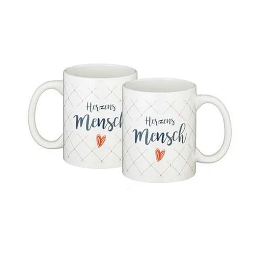 Tasse Herzensmensch mit Karomuster 300ml | Herzensmensch Geschenke