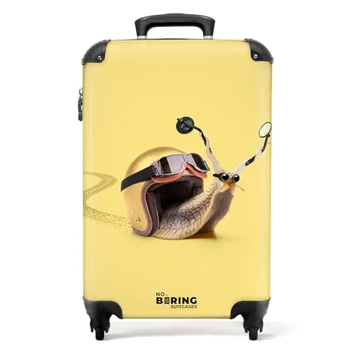 NoBoringSuitcases.com® Hartschalen-Trolley mit leuchtenden Rädern - Schnecke - Hartschalenkoffer für Kinder mit 36 Liter Stauraum, leicht und robust, ideal für Reisen und Handgepäck. Das fröhliche Design sorgt für gute Laune und ist ein echter Hingucker am Flughafen!
