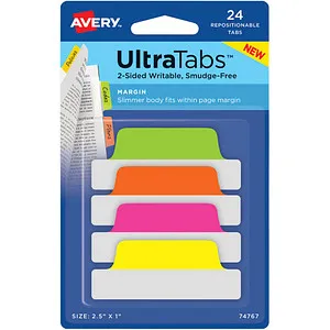 AVERY Zweckform UltraTabs Schmal Haftmarker farbsortiert 24 Blatt