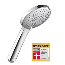 Duravit Handbrause 3jet 110 MinusFlow - Handbrausen mit Sparduschkopf, Testsieger bei Stiftung Warentest, geringer Wasserverbrauch und 3 Strahlarten für individuelles Duscherlebnis