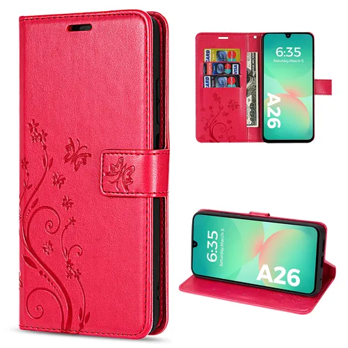 Handy Tasche für Samsung Galaxy A26 5G Handyhülle Klapphülle Wallet Case in Rot