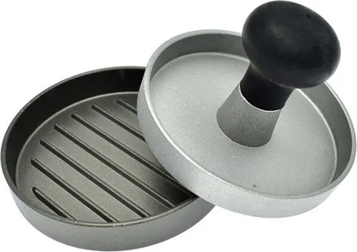 Dehner Hamburgerpresse, Ø 11.3 cm, Höhe 7.8 cm, Aluminium, schwarz/silber