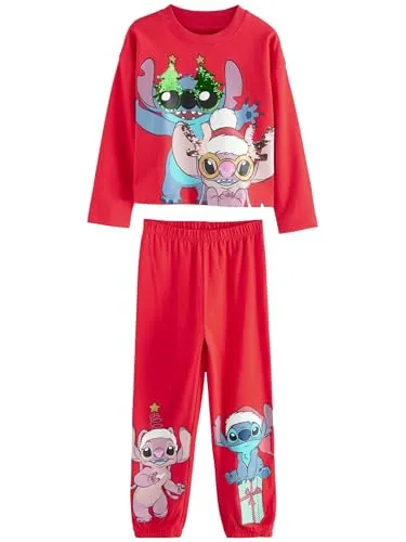 NEXT Mädchen Disney Lilo und Stitch Weihnachtsschlafanzug Rot 122