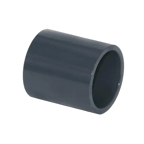 HAF 1x PVC Fittings Muffe mit 50mm | Klebemuffe x Klebemuffe | Verbinder aus grauem PVC-U | PN16 für PVC Rohr, Poolfitting, Pool, Schwimmbad, Poolverrohrung, Druckleitung, Rohrleitung & Teich