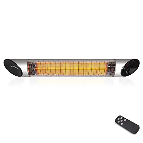 VEITO| infrarot-Heizstrahler| Terassenstrahler| elektrisch| 3 Heizstufen mit Fernbedienung| 2500 Watt| IP55| Infrarotheizung | Umkippschutz| Silber| Elektroheizung| TÜV/GS zertifiziert| Wandmontage…