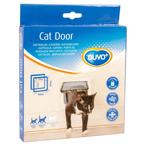 Duvo+ Katzenklappe weiß 19x19,7 cm selbstschließend für Katzen Haustierbedarf
