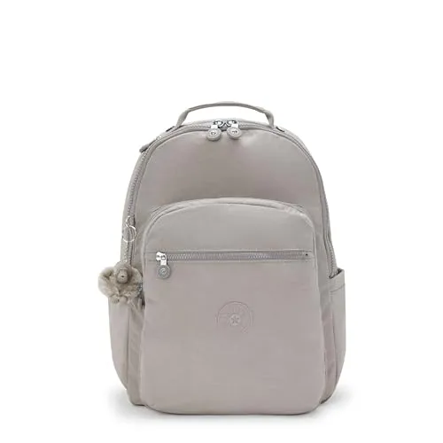 Kipling SEOUL Großer Rucksack, Grey Gris (Grau) - Laptop-Rucksack mit gepolstertem Laptopfach, wasserabweisend und ideal für den täglichen Gebrauch mit 27L Volumen.