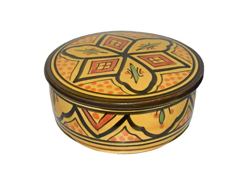 Handgefertigte marokkanische Keramikdose – Aufwendig bemalt, ideal für Küche oder Badaccessoires