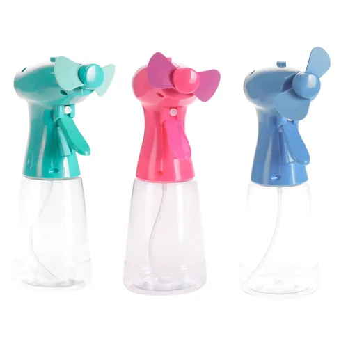 Miniventilatoren Wasserzerstäuber 12er Set - Praktisches 12er Set handlicher Miniventilatoren mit Wasserzerstäuber. Ideal für drinnen und draußen, leise im Betrieb und kompakt für einfache Handhabung.