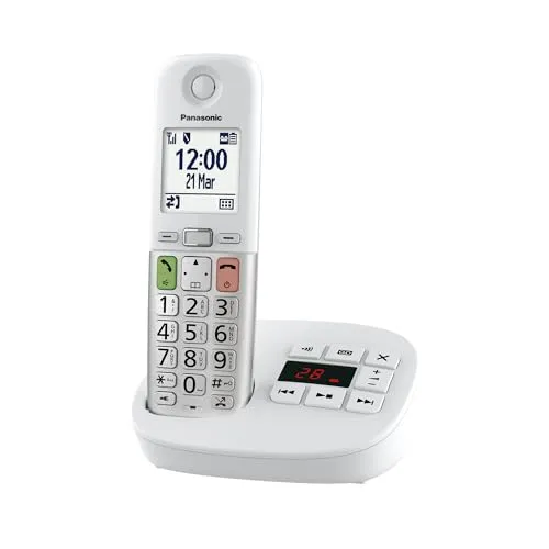 Panasonic KX-TGU430EXW Festnetztelefon - Festnetztelefon für Senioren mit großen, beleuchteten Tasten, lautem Klingelton und 200 Kontakten im Telefonbuch. Ideal für einfache Bedienung und verpasste Anrufe.