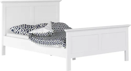 Home affaire Bett Paris - Doppelbett mit Kassetten-Optik - Stilvolles Doppelbett im Landhausstil mit Kassetten-Optik, belastbar bis 120 kg. Ideal für gemütliche Schlafzimmer und harmonische Kombinationen mit Holz- oder Rattanmöbeln.