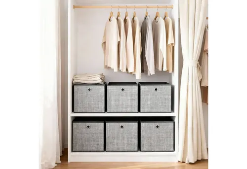 Sekey Aufbewahrungsbox Aufbewahrungsboxen aus Vliesstoff mit Griff – faltbare Stoffboxen, Faltbox Organizer für Kleidung Aufbewahrungsboxe für Schrank und Regal