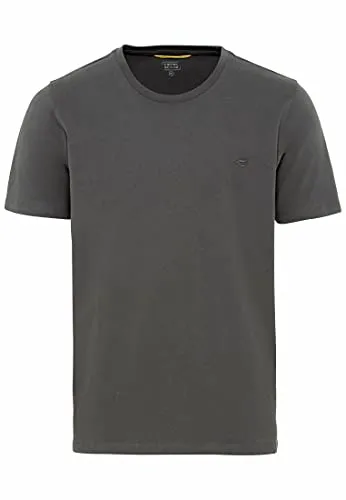 camel active Herren Basic Kurzarm T-Shirt mit Rundhalsausschnitt aus Reiner Baumwolle Grau, Menswear-XXL