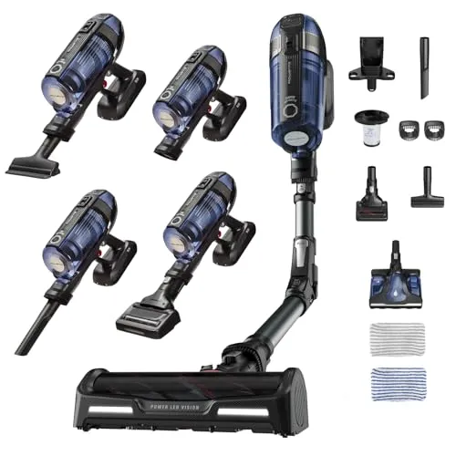 Rowenta Akku-Hand- und Stielstaubsauger RH98C8 X-Force Flex 12.60 Aqua - Beutellos, 150 Air Watt Saugkraft, Flex-Gelenk und Aqua-Düse für müheloses Reinigen