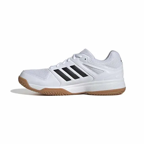 adidas Damen Speedcourt Indoor Schuhe - Damen-Hallenschuhe mit atmungsaktivem Mesh-Obermaterial, gepolstertem Schaft und umweltfreundlicher Adiwear Außensohle aus 20 % recycelten Materialien.
