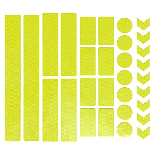 EAZY CASE 30 x Leuchtaufkleber, Reflektierende Aufkleber, Reflektor Band, Sicherheit im Dunkeln, wasserfest, selbstklebend für Fahrrad, Kinderwagen, Schulranzen, Rucksack, Kleidung, Neon Gelb