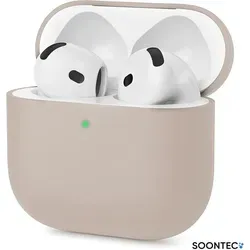 SOONTEC Hülle für AirPods 4 Generation Case Silikon Schutzhülle Kopfhörer Etui Slim Cover in sternenlicht - Beige