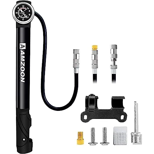AMZOON Fahrradpumpe mit Manometer und verlängerter Schlauch