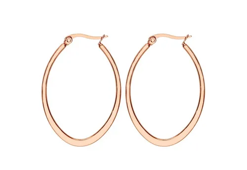 LÖB Creolen Edelstahl 750er Roségold Vergoldet Oval 40mm, Damen Ohrringe Klappcreolen Modern Minimalistisch Schlicht Leicht Klein Groß Rose Gold Schmuck