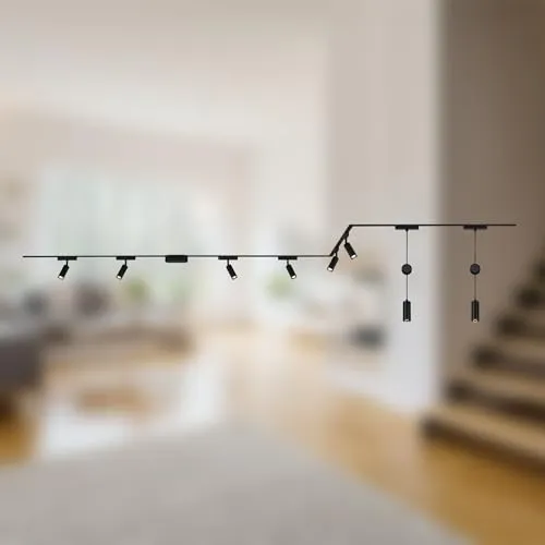 BRILONER Schienensystem Luxtrail Komplettset - Leuchtbänder-Schienen mit 6x LED Spots und 2x höhenverstellbaren Pendelleuchten für flexible Raumgestaltung und zielgerichtete Beleuchtung.