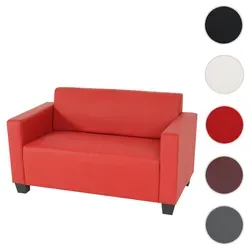 2er Sofa Couch Lyon Loungesofa Kunstleder ~ rot in rot von Mendler