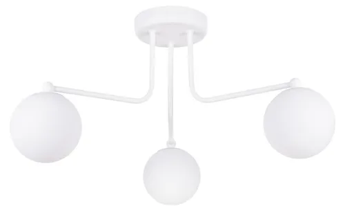 Moderne Deckenlampe aus Metall und Glas - 3-flammig, Weiß, 62 cm - Stilvolle Deckenleuchte mit satinierten Glaskugeln für ein warmes Licht. Ideal für Wohnzimmer, Schlafzimmer und Esszimmer. Individuelle Lichtgestaltung durch wählbare G9-Leuchtmittel. Perfekt für gemütliche Atmosphäre.