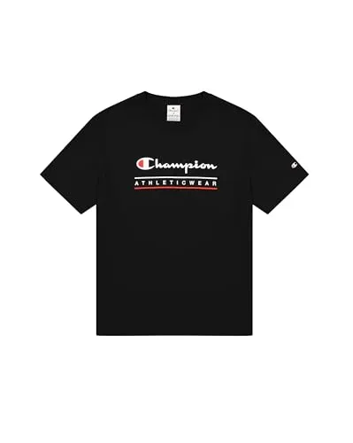 Champion Herren Legacy-Graphic T-Shirt, Schwarz - Stylisches T-Shirt mit auffälligem Grafikprint, ideal für lässige Freizeitlooks und sportliche Aktivitäten.