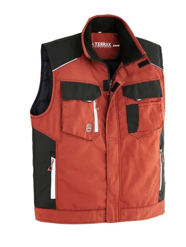 Terrax Workwear Arbeitsweste 30410 - Arbeitsweste mit aufgesetzten und RV-Taschen, Stehkragen sowie reflektierenden Details für optimale Sichtbarkeit und Funktionalität bei der Arbeit.