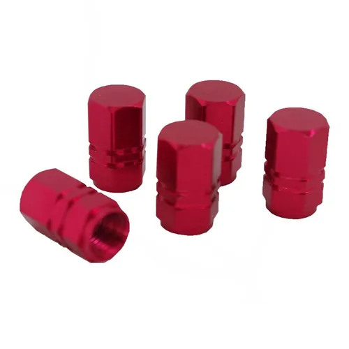 Sechskant Ventilkappen 5Stk. Aluminium rot Ventilverschlüsse Auto Tuning Styling