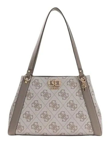 GUESS Schultertasche Karnilla Logo Girlfriend Carryall Dark Taupe Logo