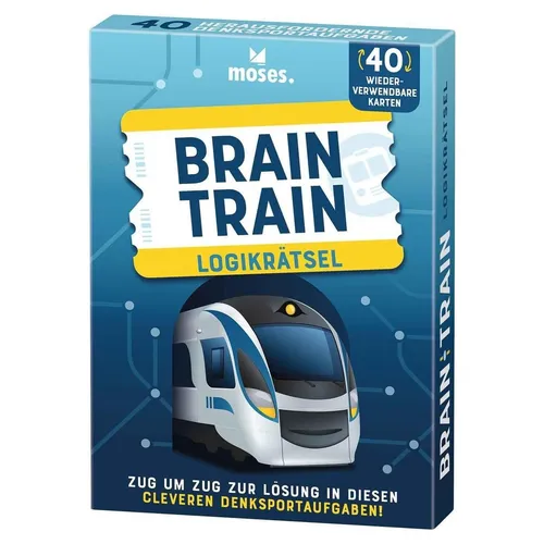 Moses Verlag Brain Train - deutsch 299777 - Logikrätsel für unterwegs. Spannende und praktische Rätsel mit verschiedenen Schwierigkeitsgraden - ideal für kurze Pausen oder Reisen.